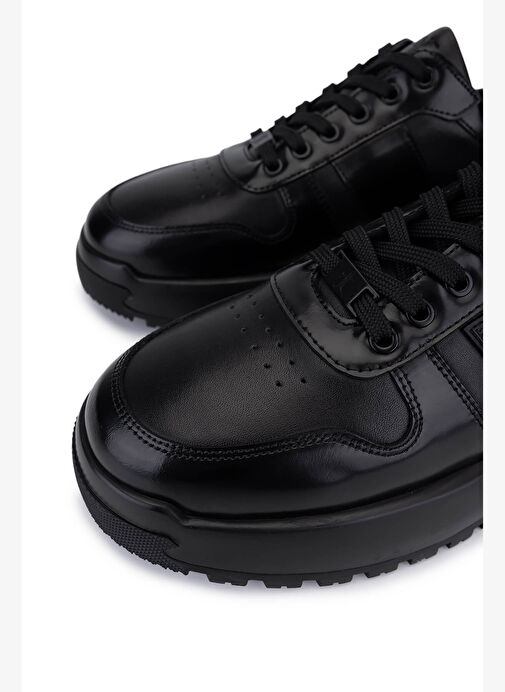 Tamer Tanca Erkek Hakiki Deri Siyah Sneakers & Spor Ayakkabı - Görsel 4