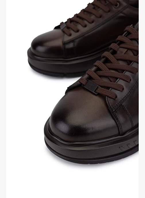Tamer Tanca Erkek Hakiki Deri Kahverengi Sneakers & Spor Ayakkabı - Görsel 4
