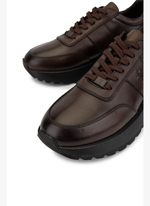 Tamer Tanca Erkek Hakiki Deri Kahverengi Sneakers & Spor Ayakkabı - Görsel 4
