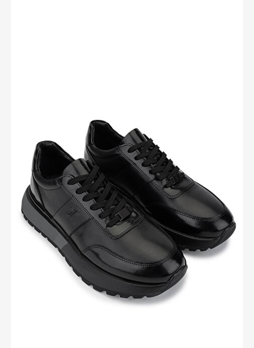 Tamer Tanca Erkek Hakiki Deri Siyah Açma Sneakers & Spor Ayakkabı - Görsel 3