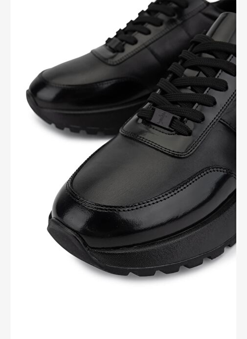 Tamer Tanca Erkek Hakiki Deri Siyah Açma Sneakers & Spor Ayakkabı - Görsel 4
