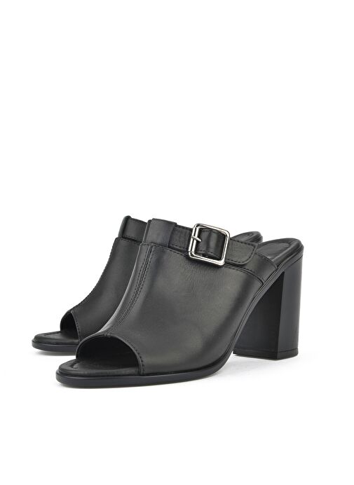 Ziya, Kadın Hakiki Deri Topuklu Terlik 1511020Z1703 Siyah - Görsel 7