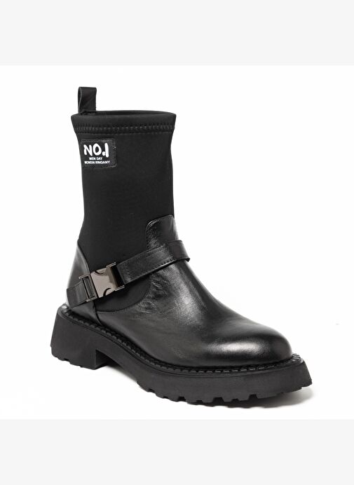 Kadın Bot GTN-24580 John May Siyah Deri-Siyah Strec - Görsel 3