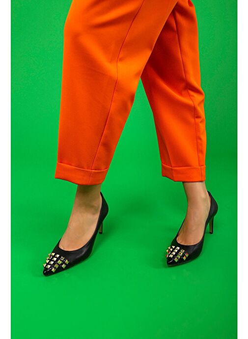 Vidya Gerçek Deri Kadın Topuklu Ayakkabı Siyah - Görsel 6