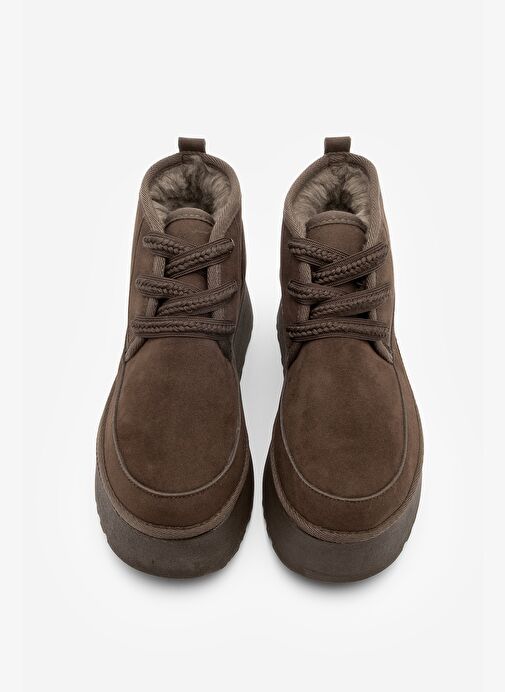Kadın Kalın Taban İçi Kürklü Günlük Bot Mariva Kahve Süet - Görsel 7