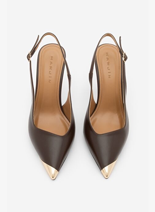 Marjin Marjin Belirsiz Kadın Stiletto Sivri Burun Altın Detaylı Arkası Açık Topuklu Ayakkabı Süvat Kahve | Boyner Belirsiz - 7. görsel