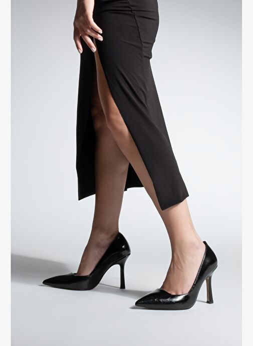 Kadın Stiletto Sivri Burun Klasik Topuklu Ayakkabı Zarte Siyah - Görsel 6