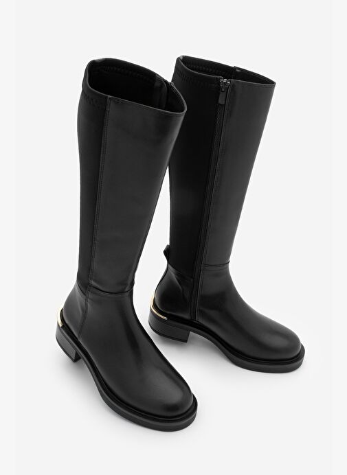 Marjin Marjin Kadın Streçli Fermuarlı Günlük Çizme Marus Siyah Bot | Boyner Siyah - 2. görsel