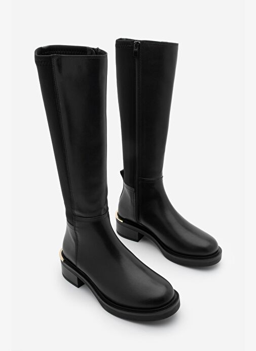 Marjin Marjin Kadın Streçli Fermuarlı Günlük Çizme Marus Siyah Bot | Boyner Siyah - 4. görsel