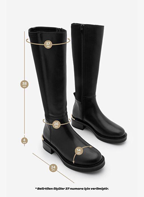 Marjin Marjin Kadın Streçli Fermuarlı Günlük Çizme Marus Siyah Bot | Boyner Siyah - 8. görsel