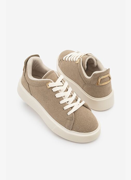 Marjin Marjin Belirsiz Kadın Sneaker Kalın Taban Altın Toka Detaylı Bağcıklı Spor Ayakkabı Rofke Bej Süet | Boyner Belirsiz - 2. görsel