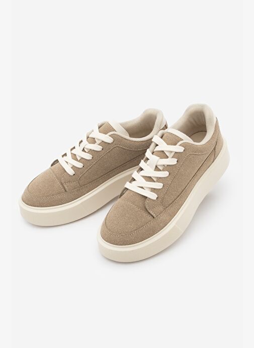 Marjin Marjin Belirsiz Kadın Sneaker Bağcıklı Kalın Taban Spor Ayakkabı Domen Bej Süet | Boyner Belirsiz - 2. görsel