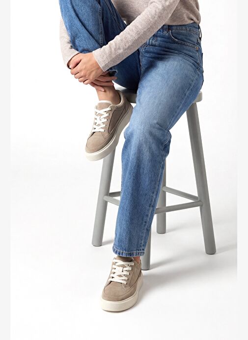 Marjin Marjin Belirsiz Kadın Sneaker Bağcıklı Kalın Taban Spor Ayakkabı Domen Bej Süet | Boyner Belirsiz - 3. görsel