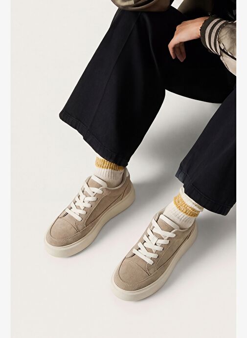 Marjin Marjin Belirsiz Kadın Sneaker Bağcıklı Kalın Taban Spor Ayakkabı Domen Bej Süet | Boyner Belirsiz - 5. görsel