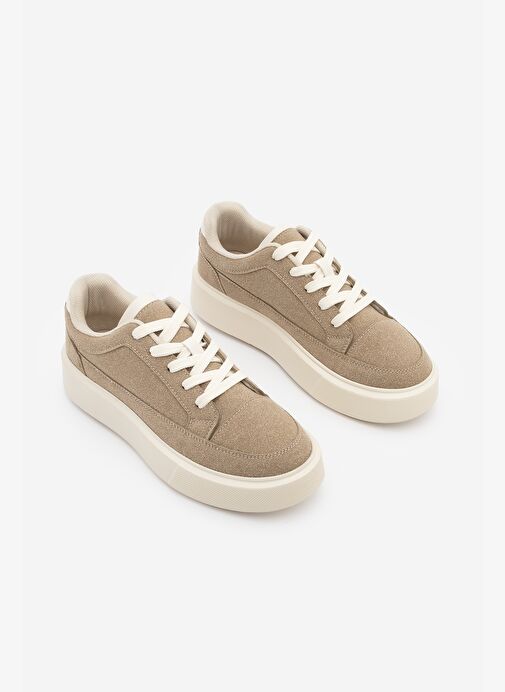 Marjin Marjin Belirsiz Kadın Sneaker Bağcıklı Kalın Taban Spor Ayakkabı Domen Bej Süet | Boyner Belirsiz - 6. görsel