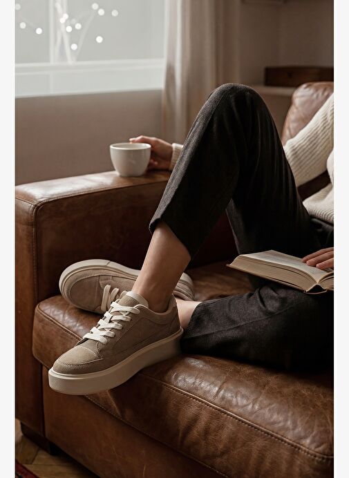 Marjin Marjin Belirsiz Kadın Sneaker Bağcıklı Kalın Taban Spor Ayakkabı Domen Bej Süet | Boyner Belirsiz - 7. görsel