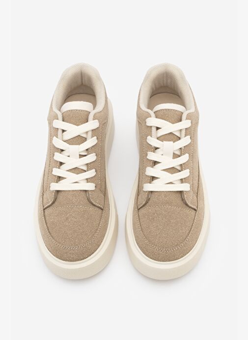 Marjin Marjin Belirsiz Kadın Sneaker Bağcıklı Kalın Taban Spor Ayakkabı Domen Bej Süet | Boyner Belirsiz - 8. görsel