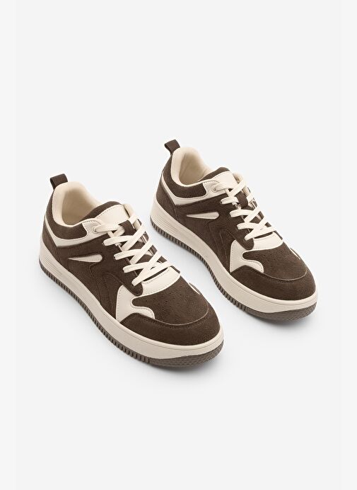 Kadın Sneaker Çok Parçalı Spor Ayakkabı Gosfin Kahve Süet - Görsel 6