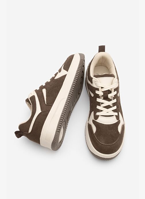 Kadın Sneaker Çok Parçalı Spor Ayakkabı Gosfin Kahve Süet - Görsel 8