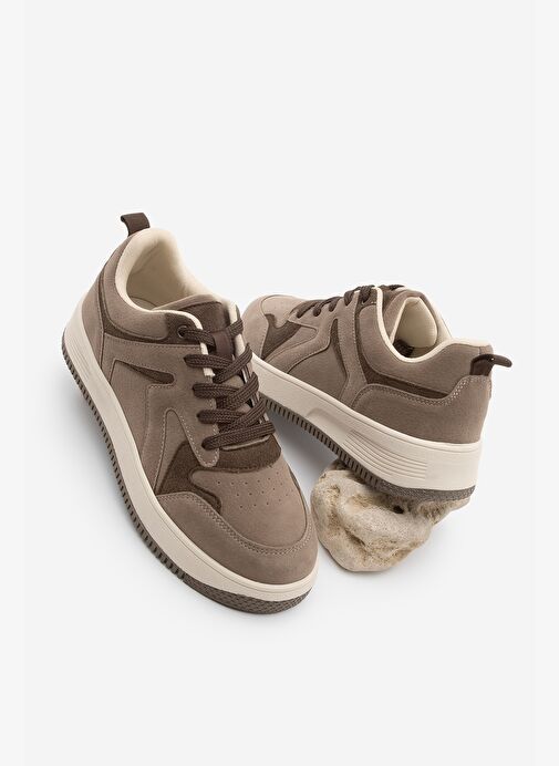 Kadın Sneaker Yüksek Taban Spor Ayakkabı Aryan Vizon Süet - Görsel 2