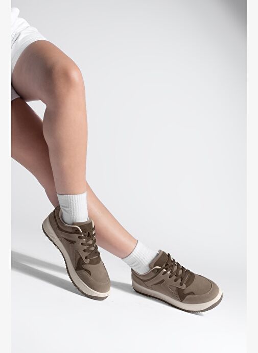 Kadın Sneaker Yüksek Taban Spor Ayakkabı Aryan Vizon Süet - Görsel 3
