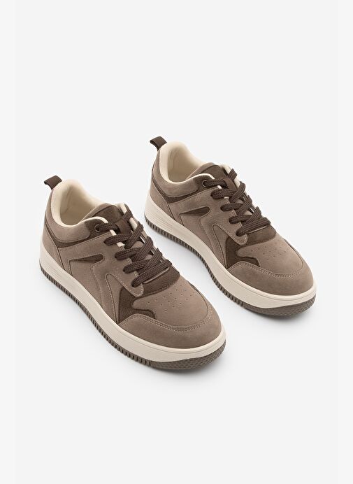 Kadın Sneaker Yüksek Taban Spor Ayakkabı Aryan Vizon Süet - Görsel 6