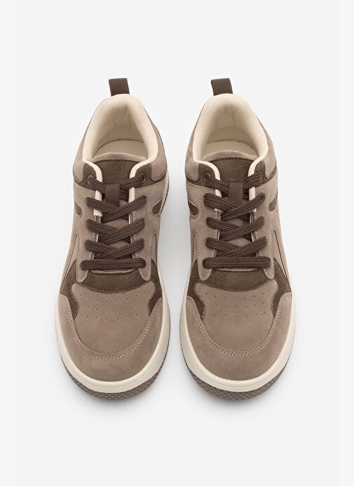 Kadın Sneaker Yüksek Taban Spor Ayakkabı Aryan Vizon Süet - Görsel 7