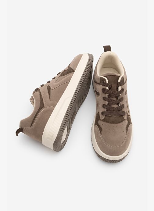 Kadın Sneaker Yüksek Taban Spor Ayakkabı Aryan Vizon Süet - Görsel 8