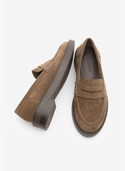 Kadın Loafer Günlük Klasik Ayakkabı Casual Makosen Fonle Taba Süet - Görsel 7