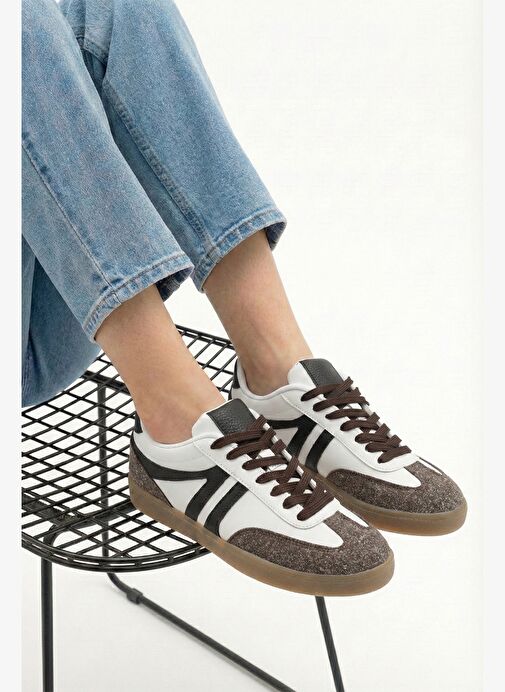 Marjin Marjin Kadın Sneaker Bağcıklı Düz Taban Spor Ayakkabı Tiyone Kahverengi | Boyner Kahverengi - 3. görsel