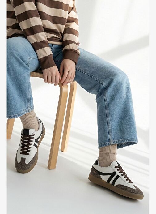 Marjin Marjin Kadın Sneaker Bağcıklı Düz Taban Spor Ayakkabı Tiyone Kahverengi | Boyner Kahverengi - 5. görsel