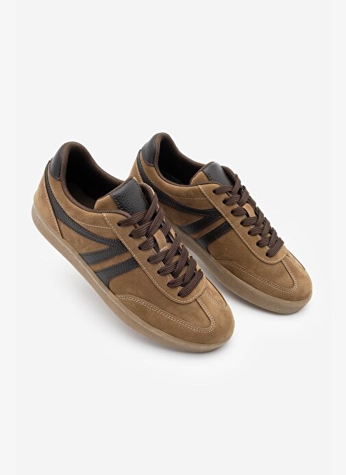 Kadın Sneaker Bağcıklı Düz Taban Spor Ayakkabı Tiyone Taba - Görsel 2