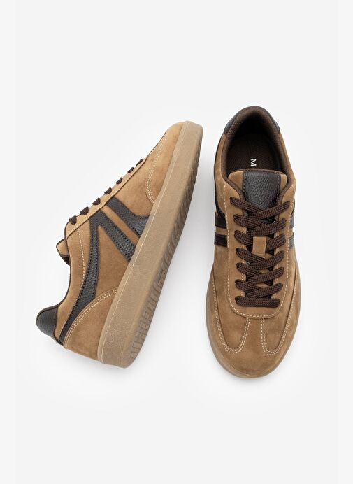 Kadın Sneaker Bağcıklı Düz Taban Spor Ayakkabı Tiyone Taba - Görsel 8