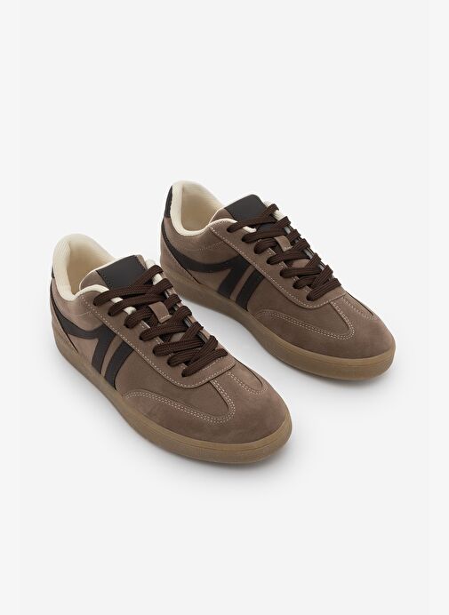 Kadın Sneaker Bağcıklı Düz Taban Spor Ayakkabı Tiyone Vizon - Görsel 5