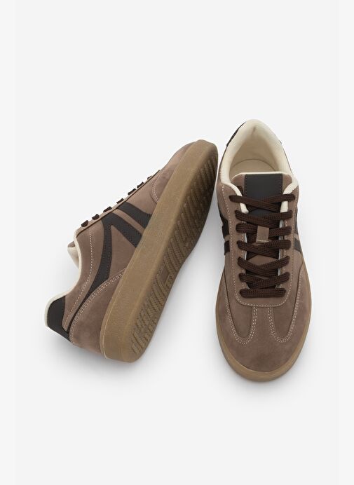 Kadın Sneaker Bağcıklı Düz Taban Spor Ayakkabı Tiyone Vizon - Görsel 7