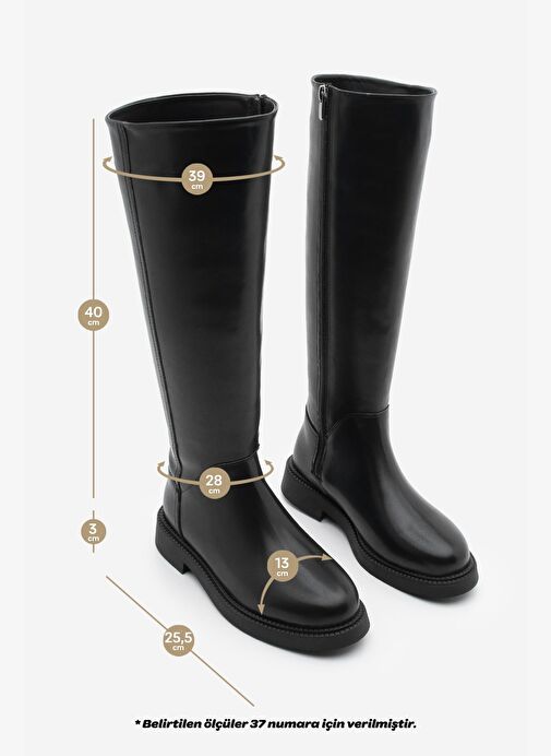 Kadın Günlük Binici Çizme Zunet Siyah - Görsel 9