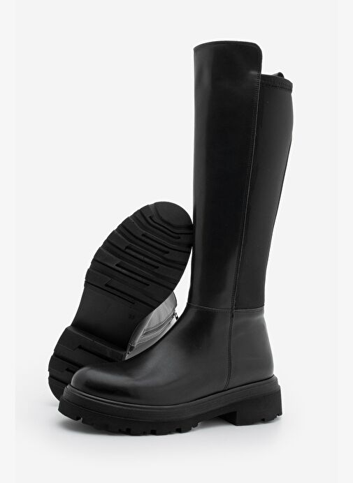 Kadın Streç Kalın Taban Günlük Çizme Zineva Siyah - Görsel 8
