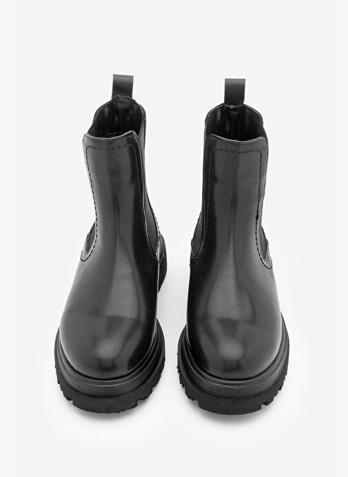 Kadın Lastikli Fermuar Aksesuarlı Tırtıklı Kalın Taban Günlük Bot Rupit Siyah - Görsel 6
