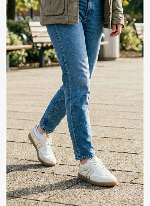 Marjin Marjin Kadın Sneaker Retro Çift Bağcıklı Spor Ayakkabı Forden Altın | Boyner Altın - 3. görsel