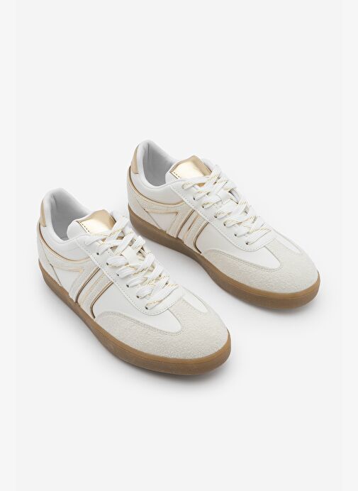 Marjin Marjin Kadın Sneaker Retro Çift Bağcıklı Spor Ayakkabı Forden Altın | Boyner Altın - 5. görsel