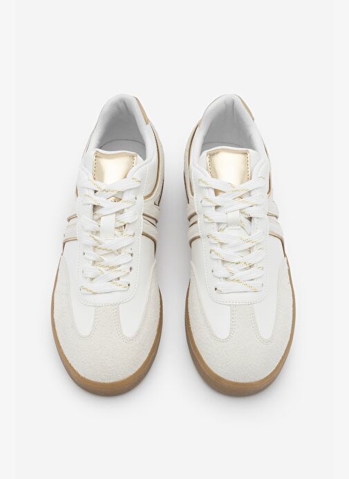 Kadın Sneaker Bağcıklı Retro Spor Ayakkabı Denor Altın - Görsel 6