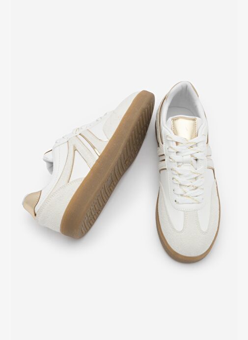 Marjin Marjin Kadın Sneaker Retro Çift Bağcıklı Spor Ayakkabı Forden Altın | Boyner Altın - 7. görsel