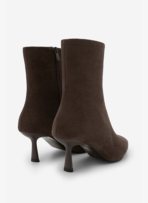 Kadın Topuklu Bot Sivri Burun Kadeh Ökçe Günlük Klasik Bot Tepon Kahve Süet - Görsel 7