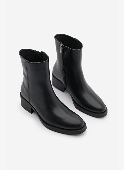 Kadın Fermuarlı Topuklu Günlük Bot Huna Siyah - Görsel 6