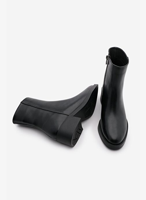 Kadın Fermuarlı Topuklu Günlük Bot Huna Siyah - Görsel 8