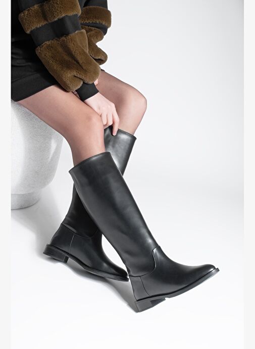 Kadın Fermuarsız Günlük Çizme Meloya Siyah - Görsel 3