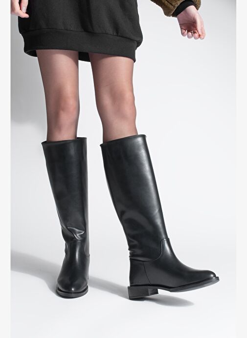 Kadın Fermuarsız Günlük Çizme Meloya Siyah - Görsel 5