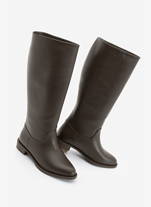 Kadın Fermuarsız Günlük Çizme Meloya Kahve - Görsel 2