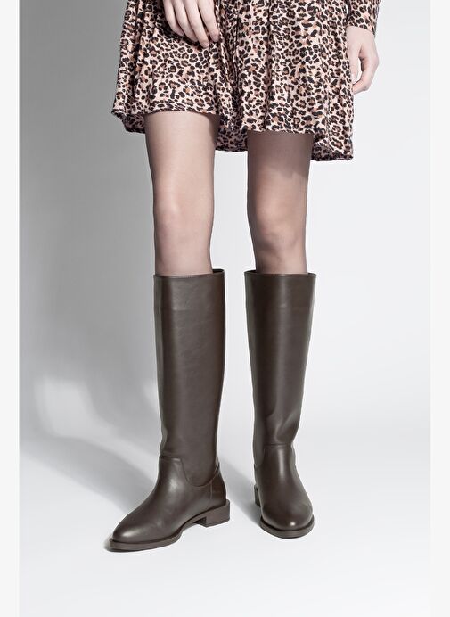 Kadın Fermuarsız Günlük Çizme Meloya Kahve - Görsel 3