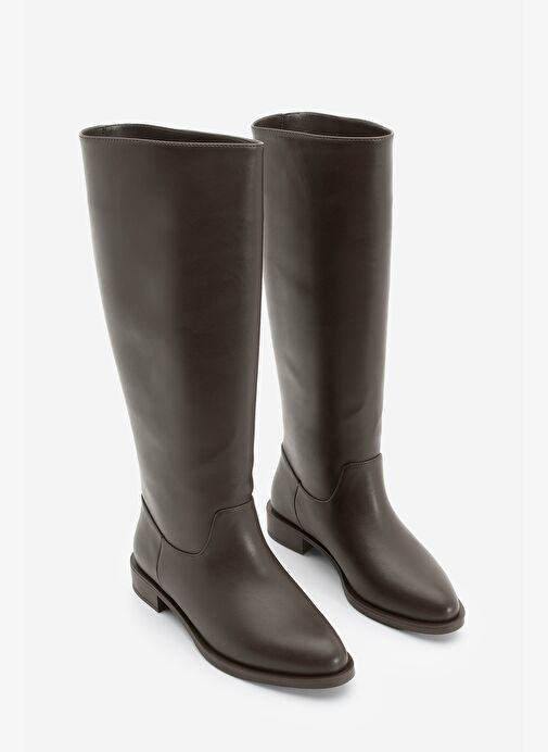 Kadın Fermuarsız Günlük Çizme Meloya Kahve - Görsel 6